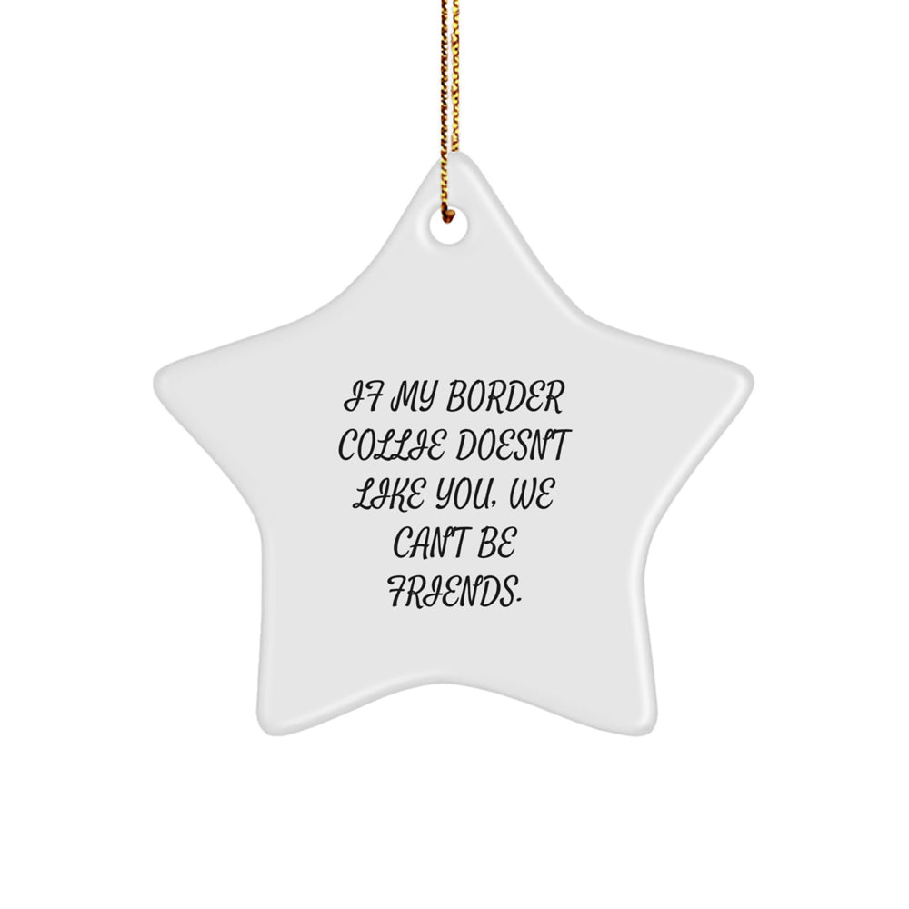 Funny Border Collie Dog Gifts from Friends for Christmas - 'If My Border Collie Doesn't Like You, We Can't Be Friends.' Star Ornament - Image 1