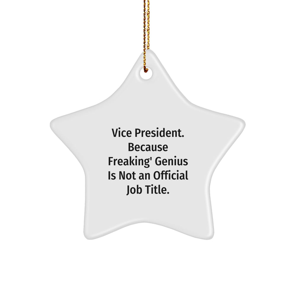 Funny Vice President Christmas Unique Gifts from Men to Vice President Star Ornament, Vice President Star Decoration for Vice President, Because Freaking' genius Is Not An Official Job Title. - Image 1