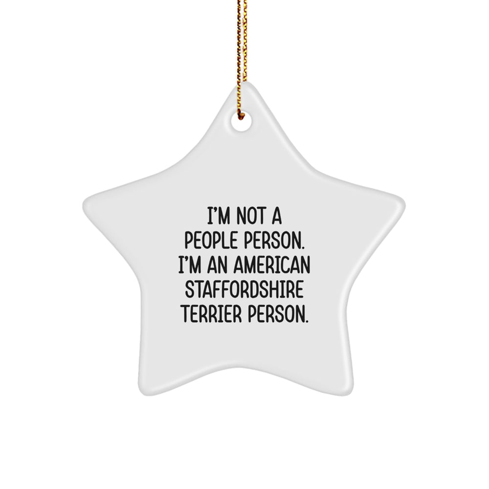 Funny American Staffordshire Terrier Dog Gifts from Men, Christmas Unique Star Ornament for Him, I'm Not A People Person. I'm An American Staffordshire Terrier Person. Christmas Decorations - Image 1