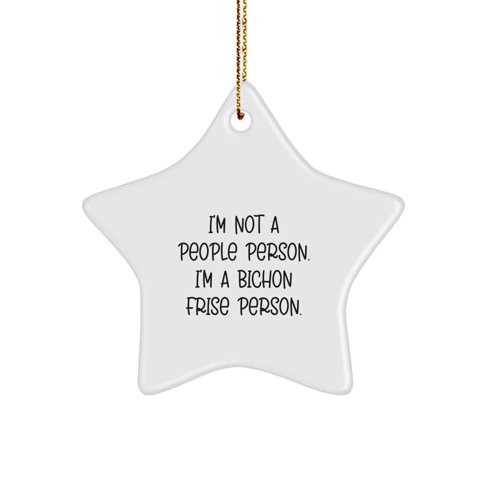 Bichon Frise Dog Lovers Star Ornament, Funny Gifts from Friends, 'I'm Not A People Person' Unique Christmas Memorable Present for Family - Image 1