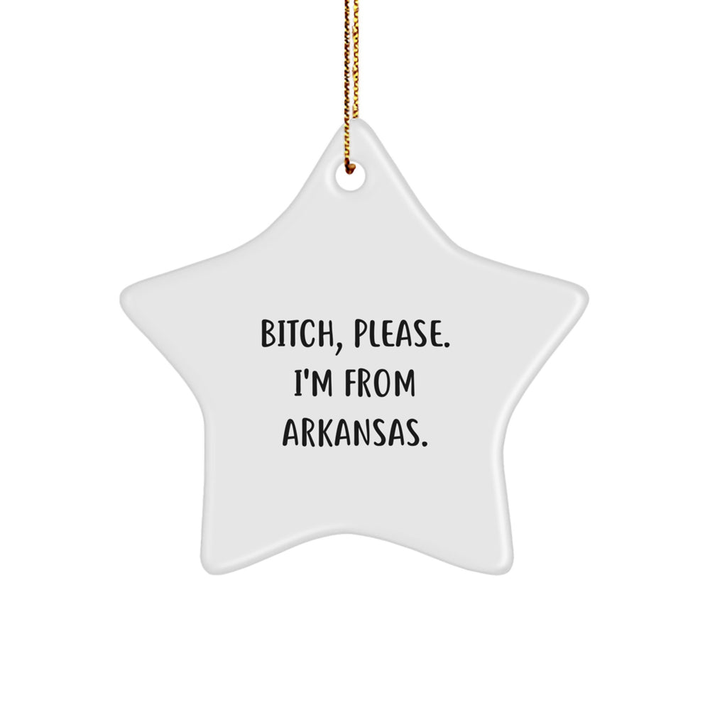 Funny Arkansas Gifts from Friends - B-tch, Please. I'm From Arkansas. Star Ornament for Christmas, Gifts for Arkansas Men, Women, Family, and Coworkers - Image 1