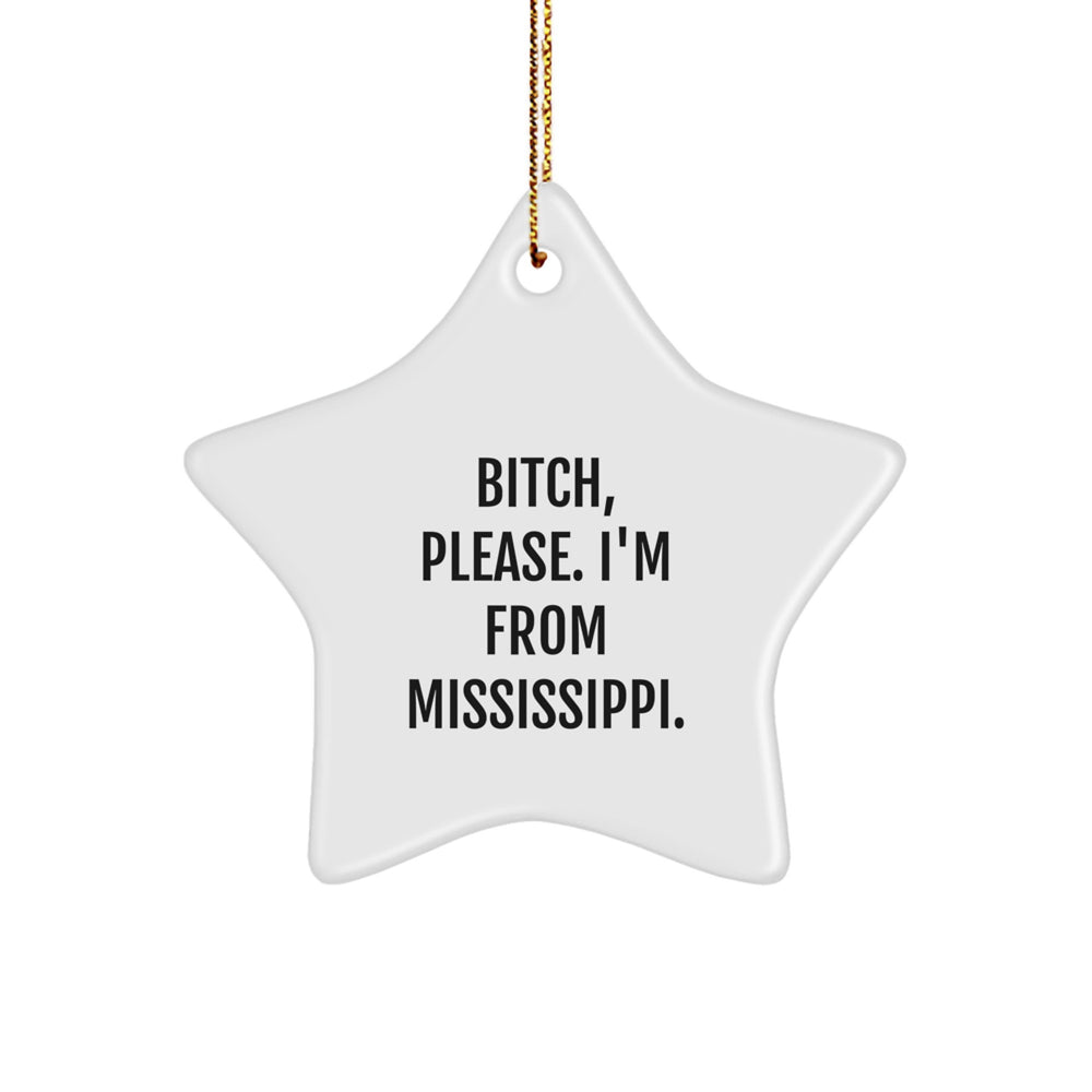 Mississippi Gifts from Friends, B-tch, Please. I'm From Mississippi. Star Ornament, Christmas Unique Presents for Family, Men, and Women - Image 1