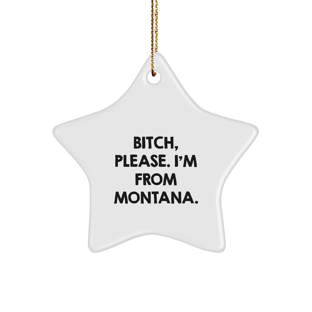 Montana Star Ornament, Funny Quote, Gifts from Family to Friends for Christmas - Image 1
