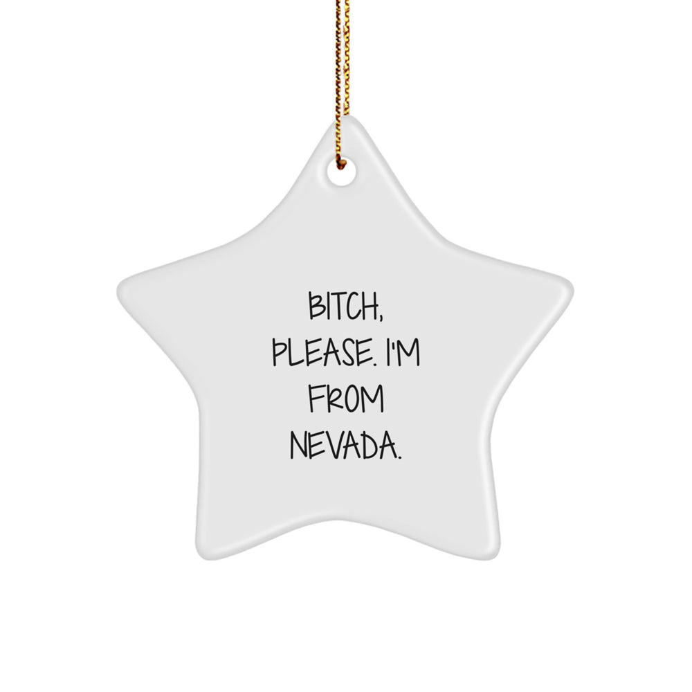 Nevada's Star Ornament - 'B-tch, Please. I'm From Nevada.' Funny Quote, Gifts for Men, Women, Friends, Coworkers, Family - Christmas Unique Gifts from Nevada - Image 1