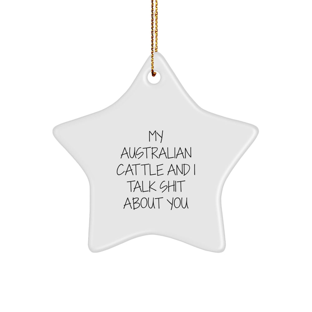 Australian Cattle Dog Christmas Unique Gifts from Friends to Family - 'My Australian Cattle And I Talk Shit About You' Funny Star Ornament - Image 1