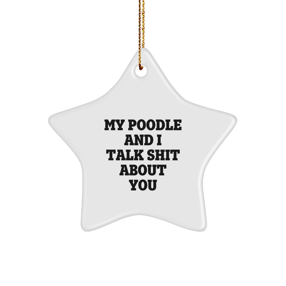 Funny Poodle Dog Gifts from Friends to Poodle Dog Lovers - My Poodle And I Talk Shit About You Star Ornament for Christmas - Image 1