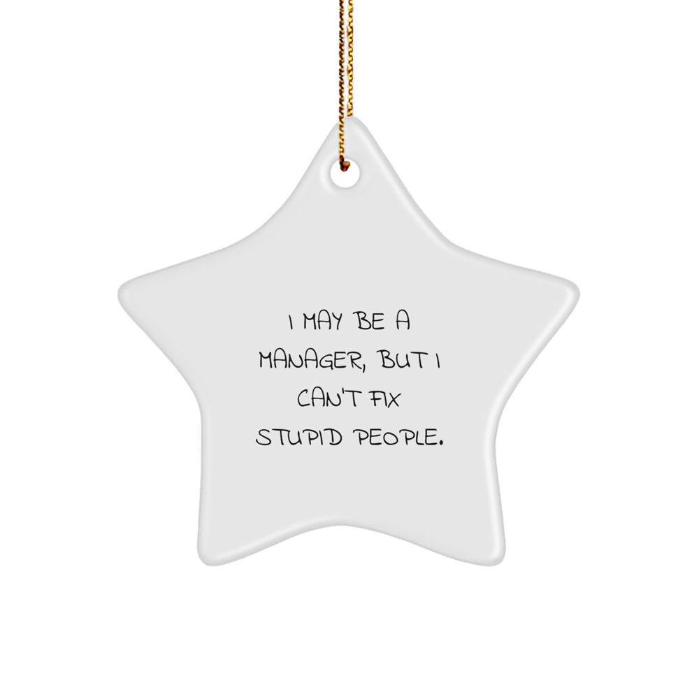 Funny Manager Gifts, Christmas Unique Star Ornament, I May Be A Manager But I Can't Fix Stupid People Gifts from Men to Manager Coworkers - Image 1