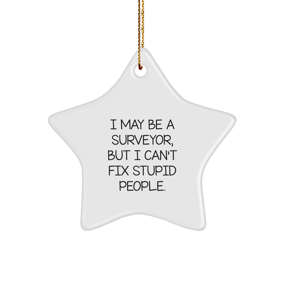 Funny Surveyor Gifts for Men - I May Be A Surveyor, But I Can't Fix Stupid People. Christmas Unique Star Ornament for Surveyor Friends - Image 1