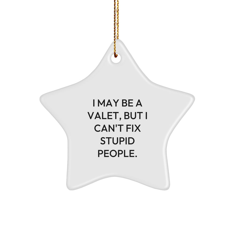 Funny Valet Star Ornament Gifts from Friends for Men, Cute Christmas Unique Decorations, I May Be A Valet, But I Can't Fix Stupid People. - Image 1