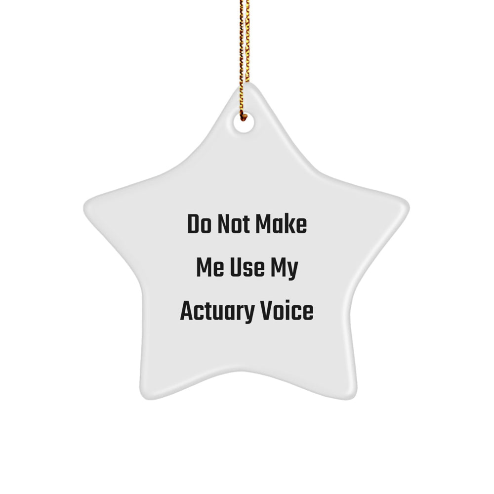 Actuary Gifts for Men, Do Not Make Me Use My Actuary Voice, Star Ornament, Funny Christmas Unique Gifts from Friends, Funny Actuary Star Ornament for Actuary - Image 1
