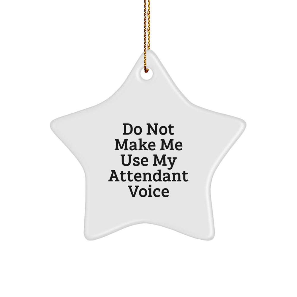 Funny Attendant Gifts from Friends - Do Not Make Me Use My Attendant Voice Star Ornament for Christmas - Image 1