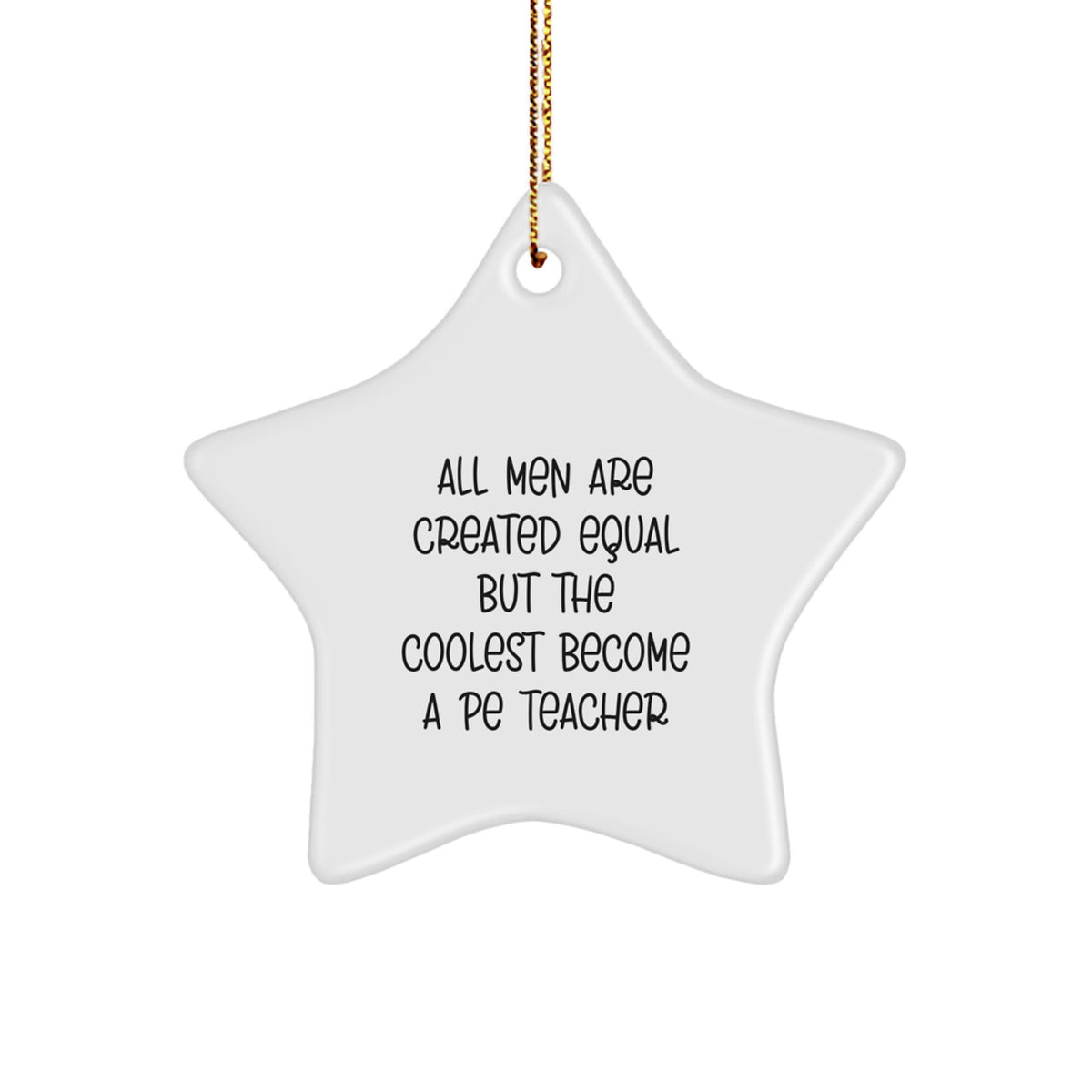 Funny PE Teacher Gifts for Men, 'All Men Are Created Equal But The Coolest Become A Pe Teacher' Star Ornament, Gifts from Friends, Perfect for Christmas - Image 1