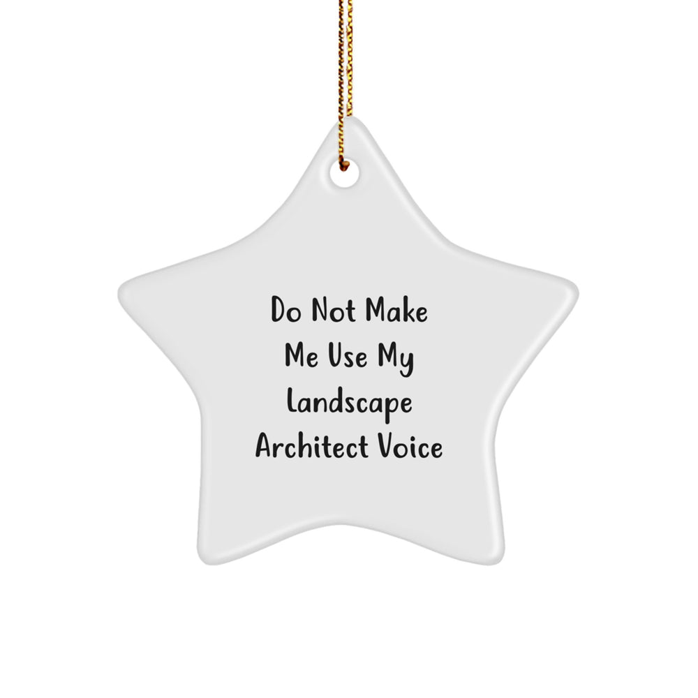 Funny Landscape Architect Gifts, Star Ornament with 'Do Not Make Me Use My Landscape Architect Voice' Quote, Perfect for Christmas Unique Gifts from Friends to Landscape Architects - Image 1