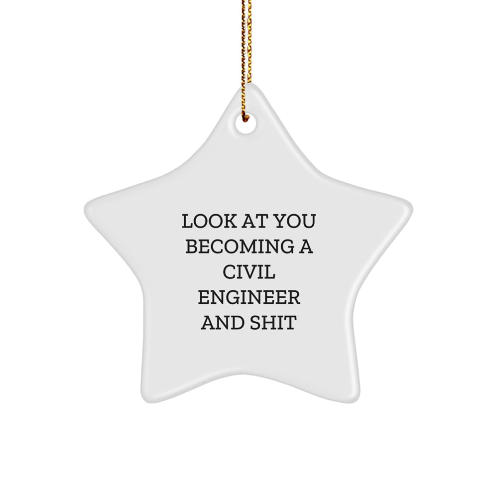 Funny Civil Engineer Star Ornament Gifts from Family, Friends, Coworkers to Civil Engineer Men, Women for Christmas Unique Decorations - Image 1