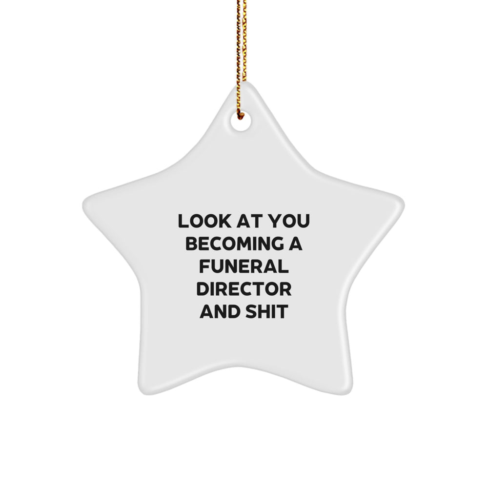 Funny Funeral Director Gifts for Men from Friends - Look At You Becoming A Funeral Director Ornament, White Star Decoration for Christmas Unique Gifts - Image 1