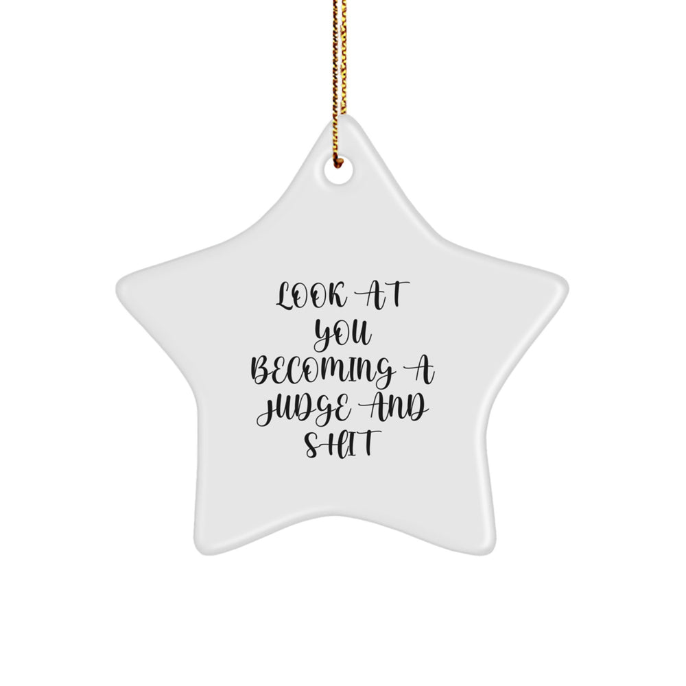 Funny Judge Star Ornament - Gifts from Men for Judge - Star Ornament for Christmas Unique Gifts - Look At You Becoming A Judge And Shit - Image 1