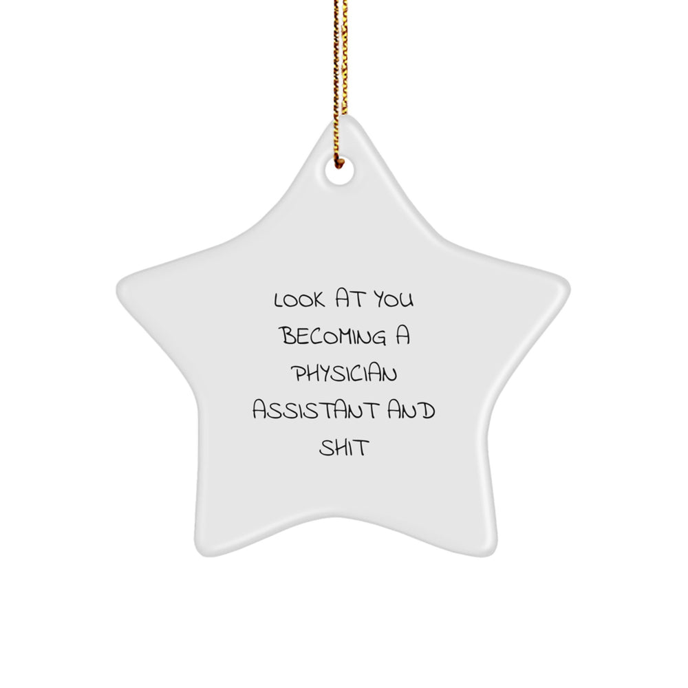 Funny Physician Assistant Gifts - 'Look At You Becoming A Physician Assistant And Shit' Star Ornament, Gifts from Friends to Physician Assistant, Christmas Unique Gifts - Image 1