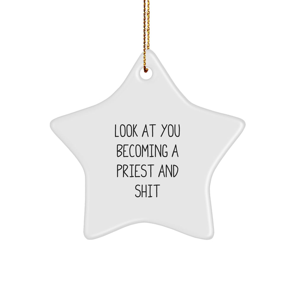 Funny Quote Star Ornament Gifts for Priest Men Unique Christmas Decorations from Family, Priest Star Ornaments, Christmas Unique Gifts for Priest, Priest Christmas Decorations - Image 1