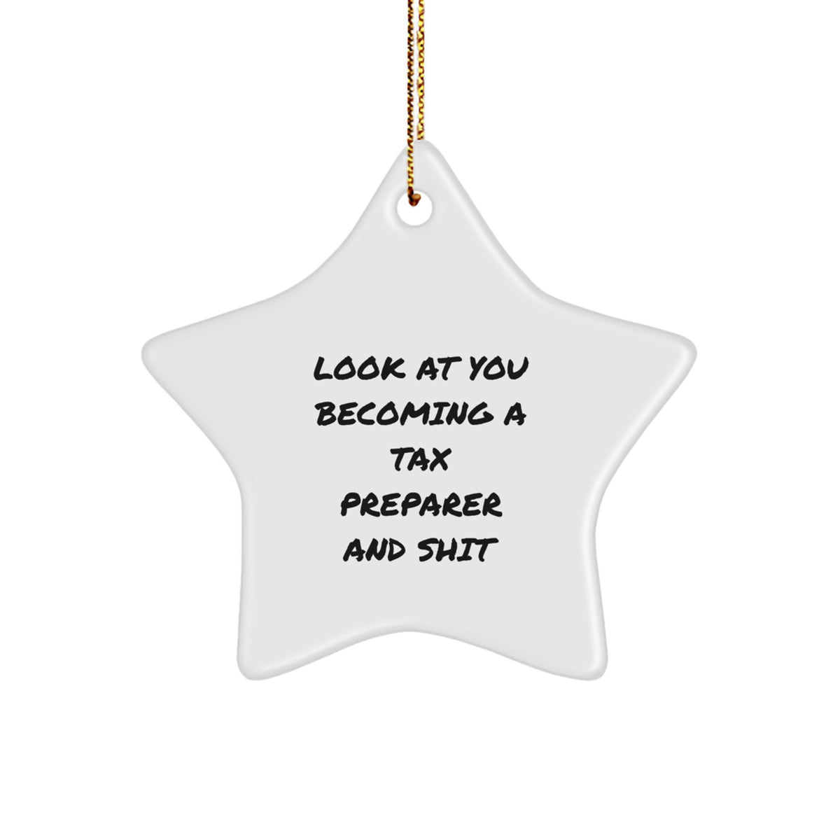 Gifts from Friends to Tax Preparer - Funny Christmas Star Ornament, Look At You Becoming A Tax Preparer And Shit, Unique Gifts for Tax Preparer - Image 1