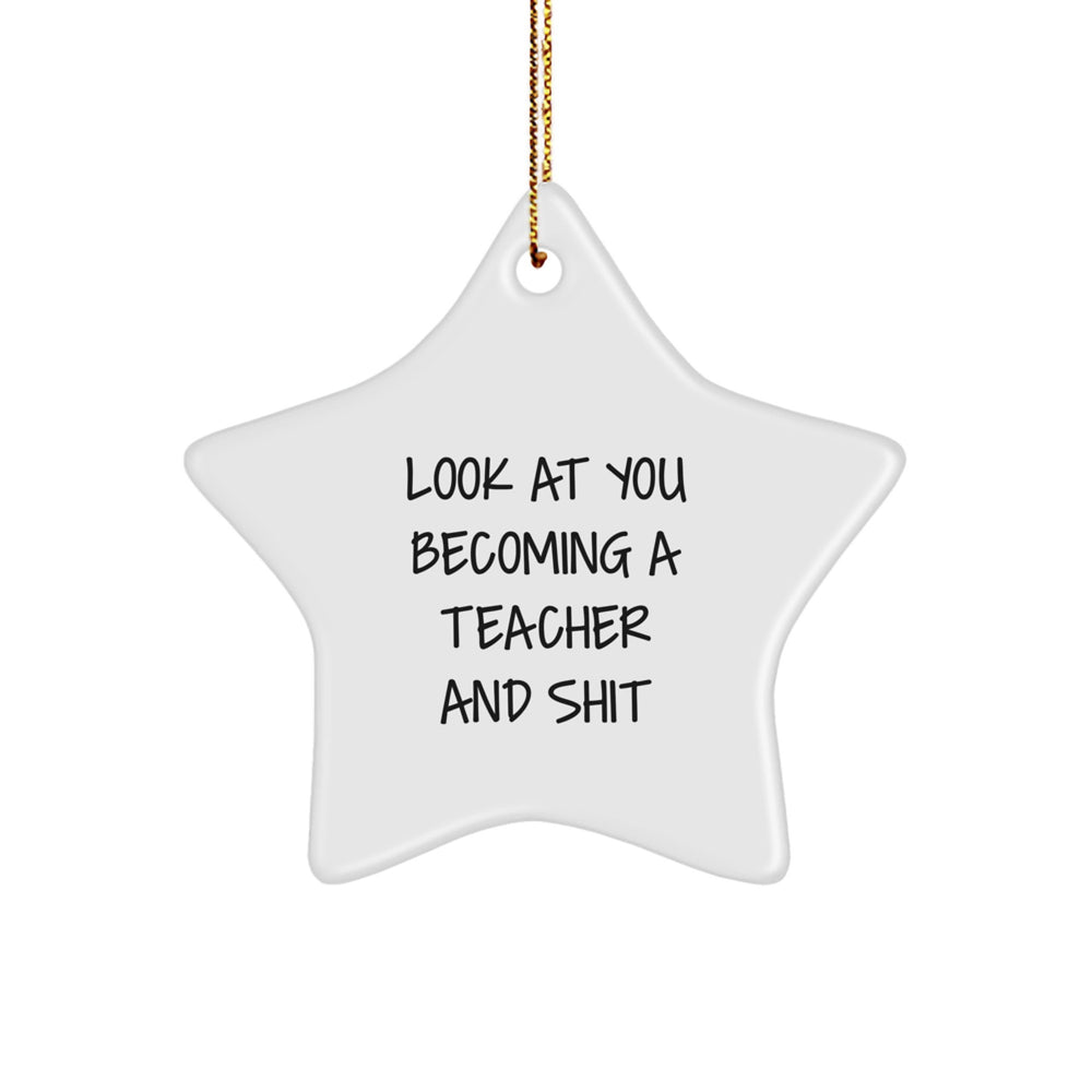 Funny Teacher Star Ornament Gifts for Teacher from Friends, Christmas Unique Teacher Decorations, Star Shaped Teacher Gift for Men, Women, Coworkers, or Family - Image 1