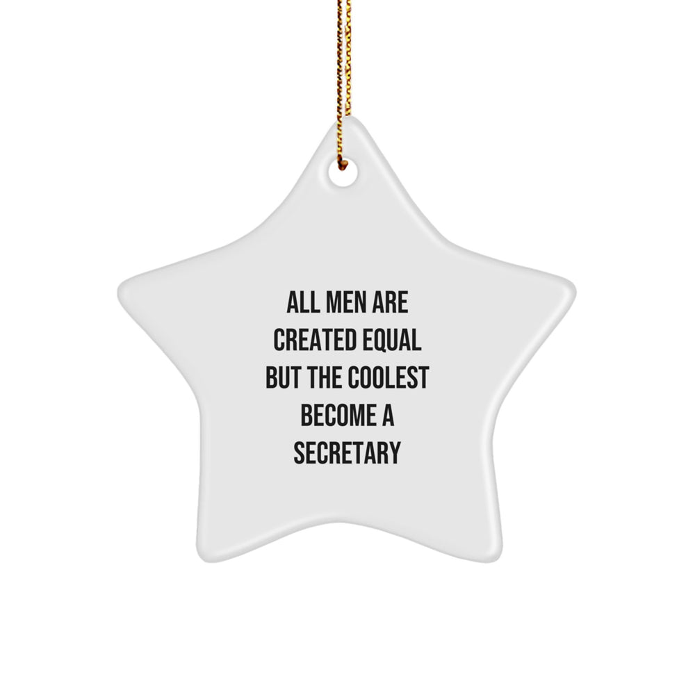 Funny Secretary Gifts from Men, Handmade Star Ornament with Inspirational Quote, Christmas Unique Gifts for Women, Coworkers, Family - Image 1