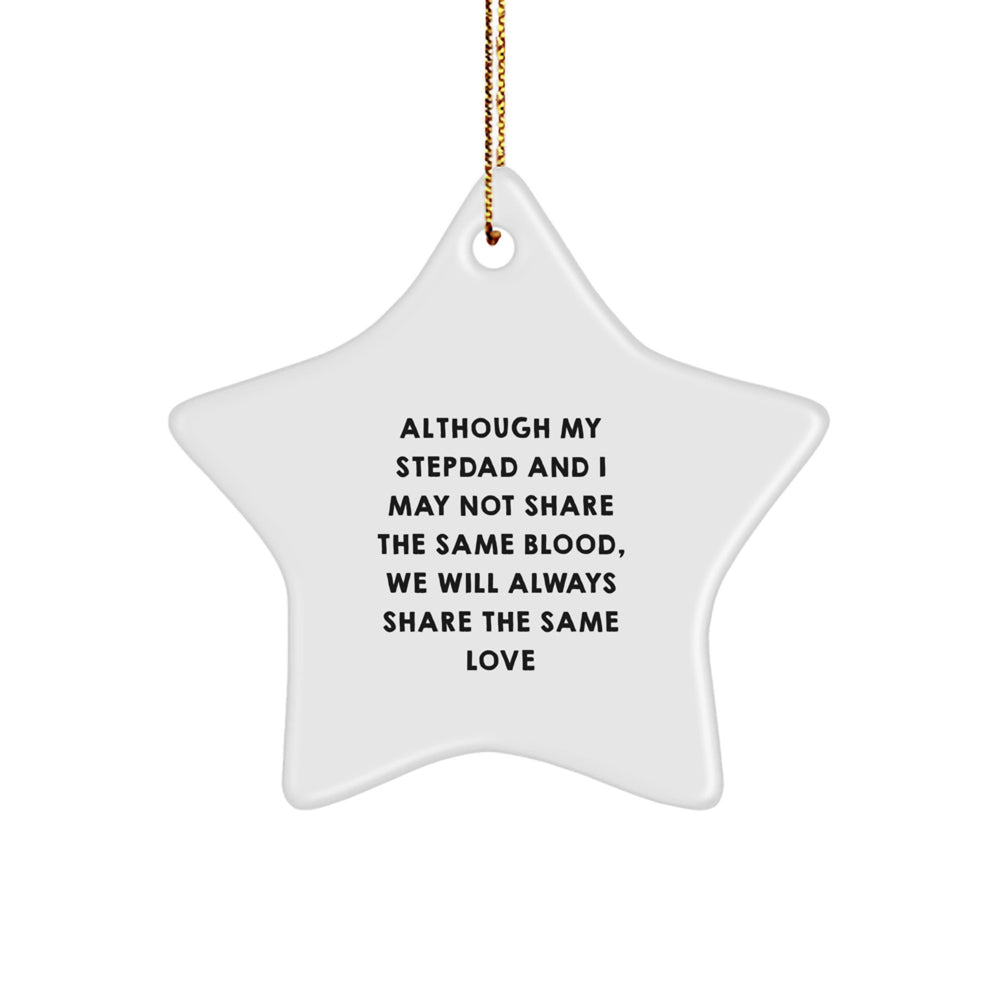 Gifts from Family Members - Funny Stepdad Christmas Unique Gifts - Star Ornament for Family Men - Although My Stepdad And I May Not Share The Same Blood, We Will Always Share The Same Love - Image 1