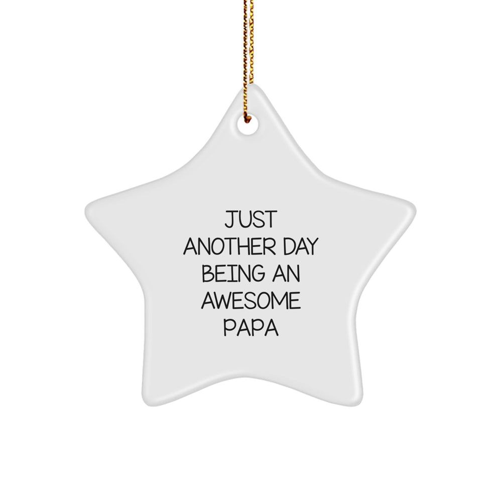 Funny Papa Gifts from Men - Star Ornament with Quote 'Just Another Day Being An Awesome Papa' for Christmas Unique Gifts for Papa - Image 1