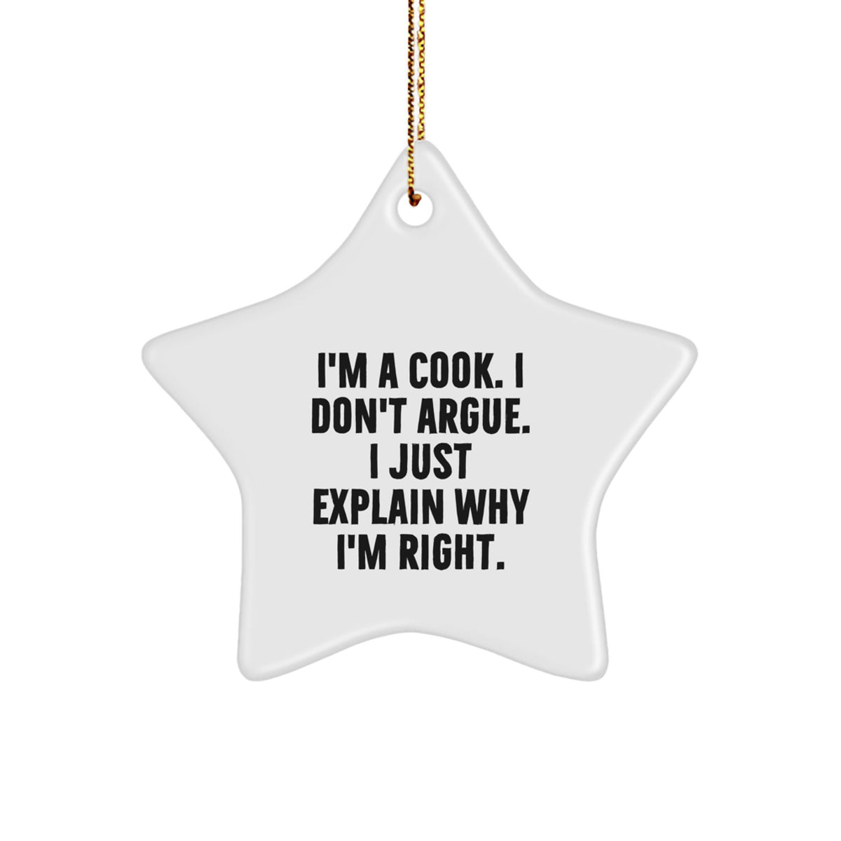 Funny Cook Star Ornament Gifts from Family for Cook, I'm A Cook, Star Shaped White Decorations, Christmas Unique Gifts for Cook Friends from Men - Image 1