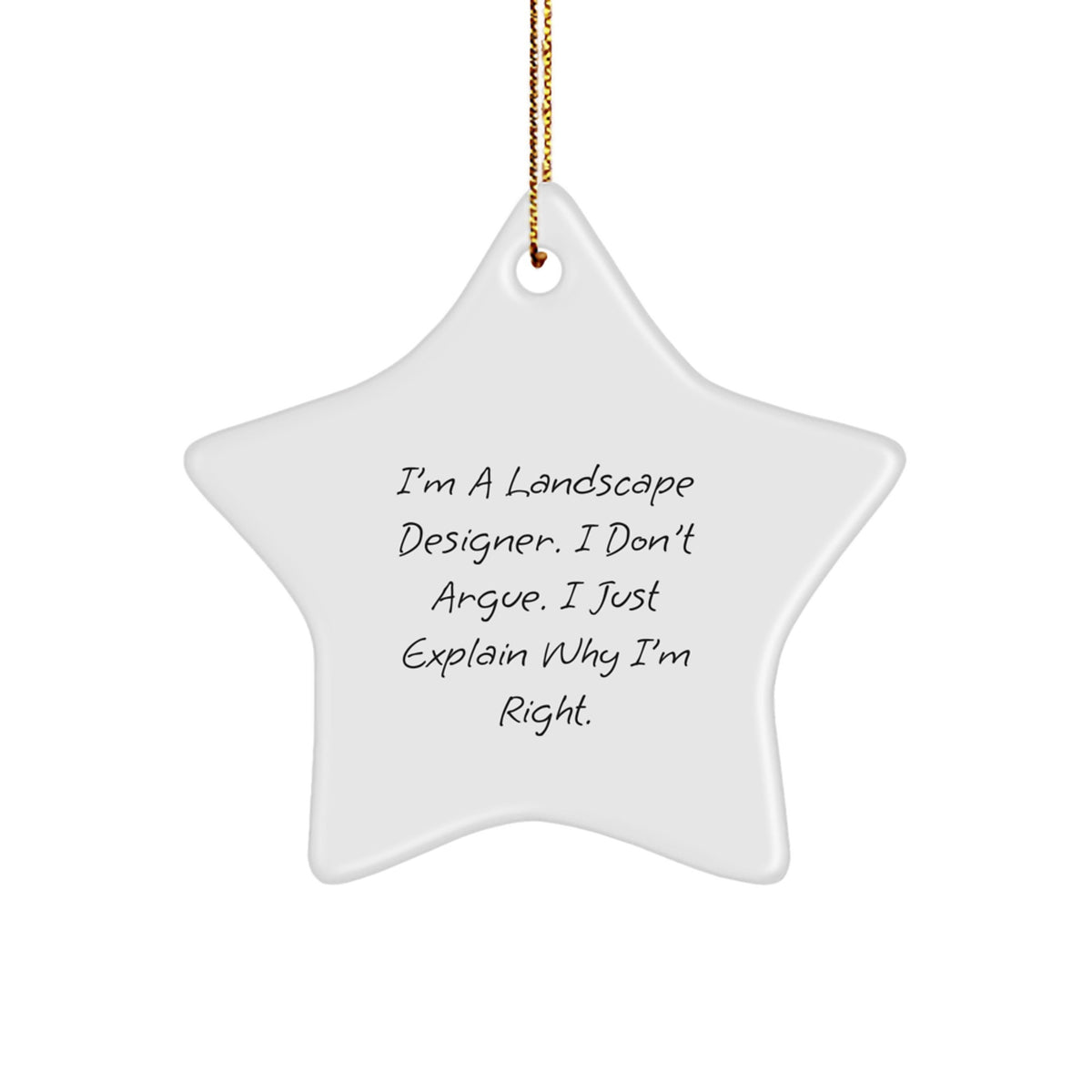 Funny Landscape Designer Gifts from Men to Friends - Christmas Unique Star Ornament, I'm A Landscape Designer. I Don't Argue. I Just Explain Why I'm Right. - Image 1