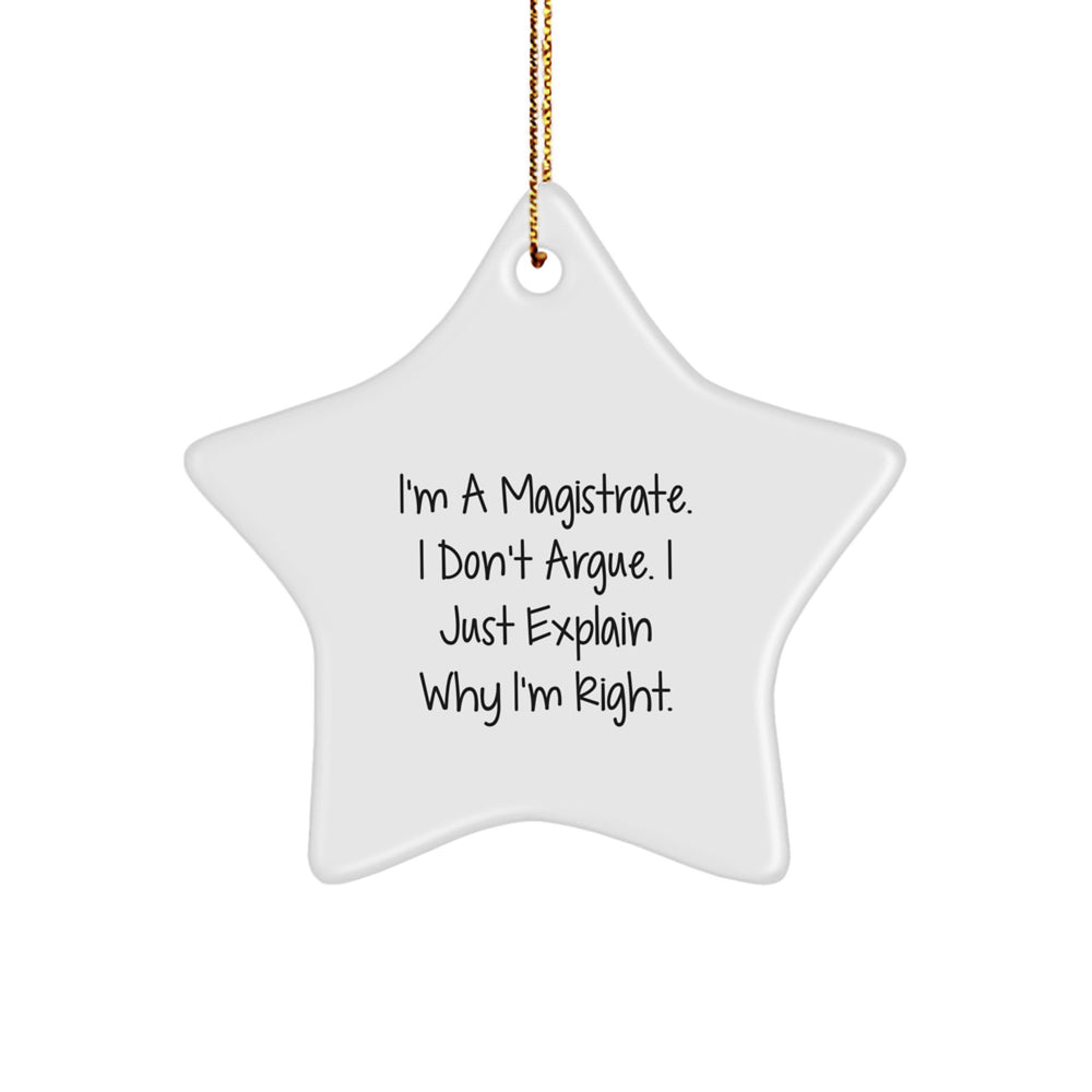 Funny Magistrate Gifts, Christmas Unique Star Ornaments for Magistrates, I'm A Magistrate I Don't Argue I Just Explain Why I'm Right Gifts from Friends and Family - Image 1