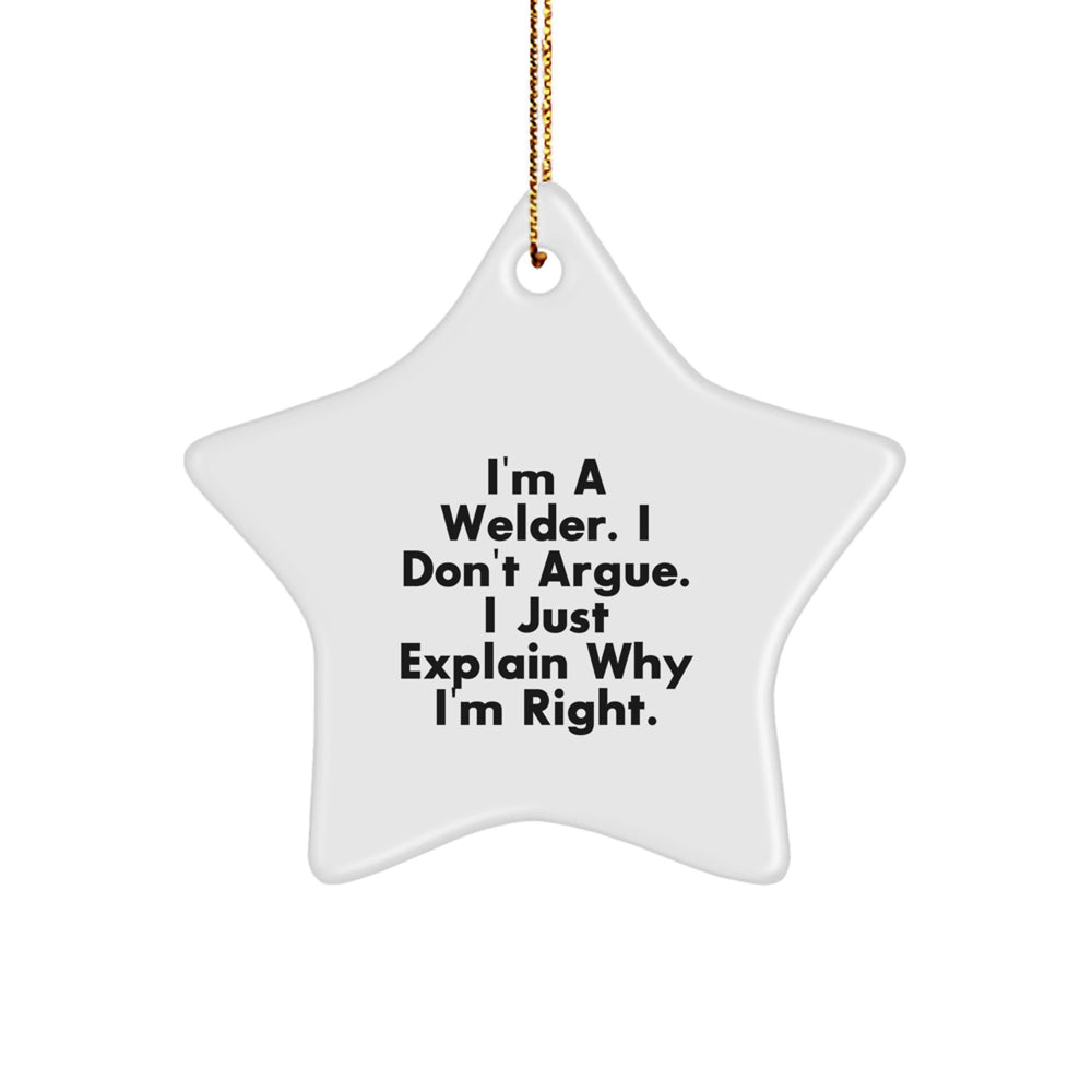 Funny Welder Quotes Gifts for Men Star Ornament, Christmas Unique Decorations, Gifts from Friends to Family Coworkers - Image 1