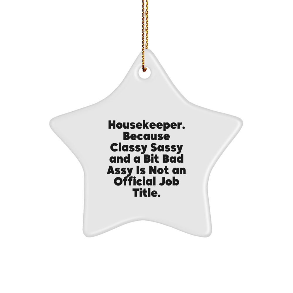 Funny Housekeeper Gifts from Friends for Housekeeper - Housekeeper Star Ornament, Star Ornament, Funny Quote - Christmas Unique Gifts - Image 1