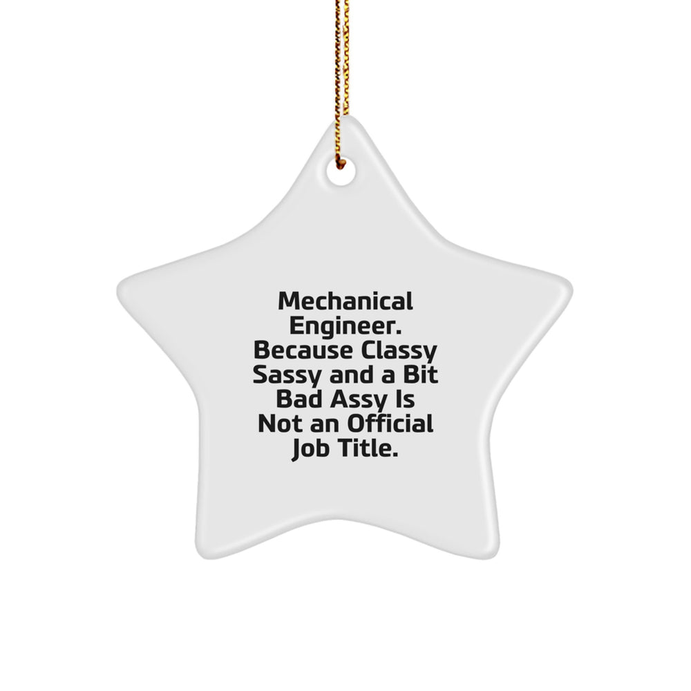 Funny Mechanical Engineer Gifts from Friends, Star Ornament for Mechanical Engineer Men, White Star Shaped, Christmas Unique - Image 1