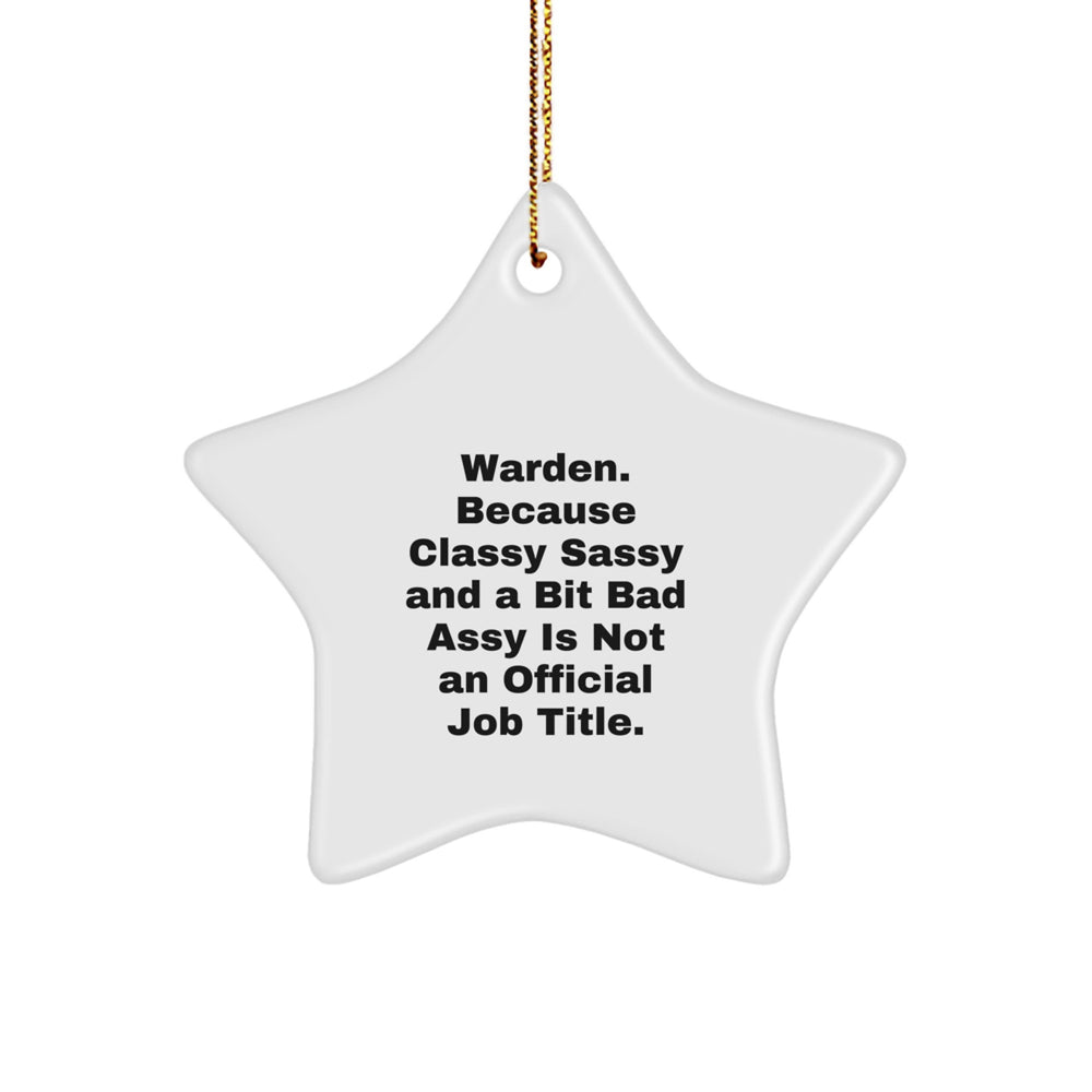 Warden Star Ornament, Funny Quote, Gifts from Friends, Christmas Unique Gifts for Warden, Star-Shaped Decorations - Image 1