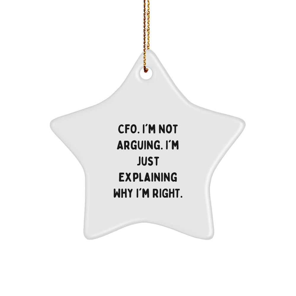 Funny CFO Gifts from Men to Friends, Christmas Unique Star Ornaments, CFO I'm Not Arguing Gifts for CFOs, White Star Shaped MDF Decorations - Image 1