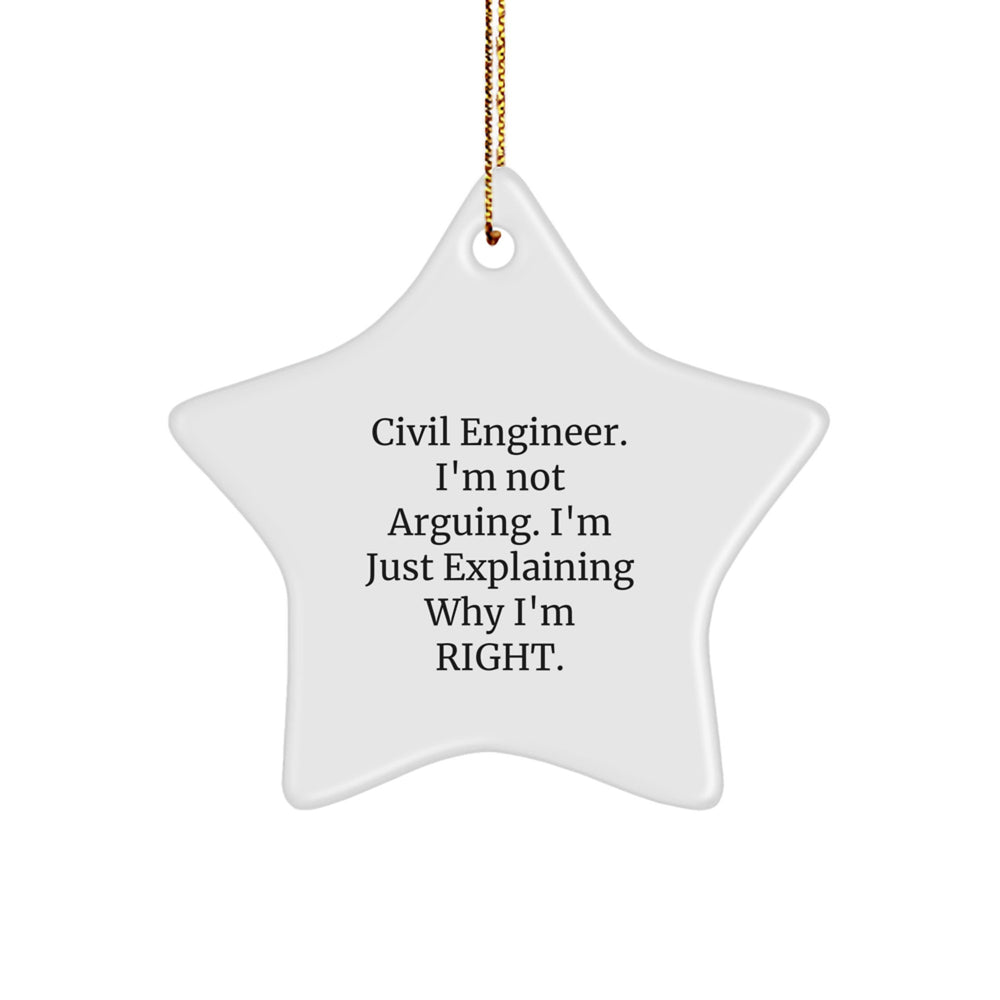 Civil Engineer Gifts from Friends and Family, Funny Star Ornament for Men, Women, and Coworkers, Inspirational Quote, Christmas Unique Gifts - Image 1