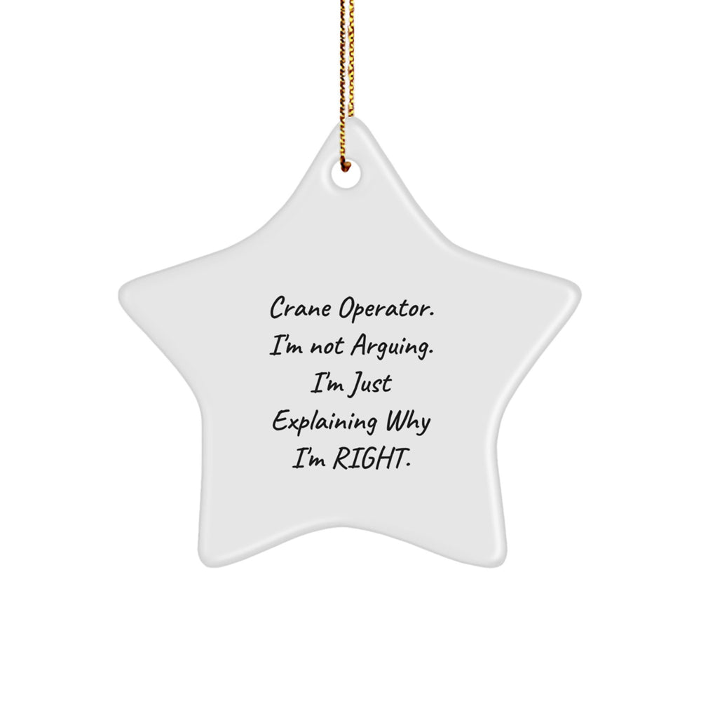 Funny Crane Operator Gifts from Men to Friends, Unique Star Ornament for Christmas, I'm Not Arguing. I'm Just Explaining Why I'm Right. Decorations - Image 1
