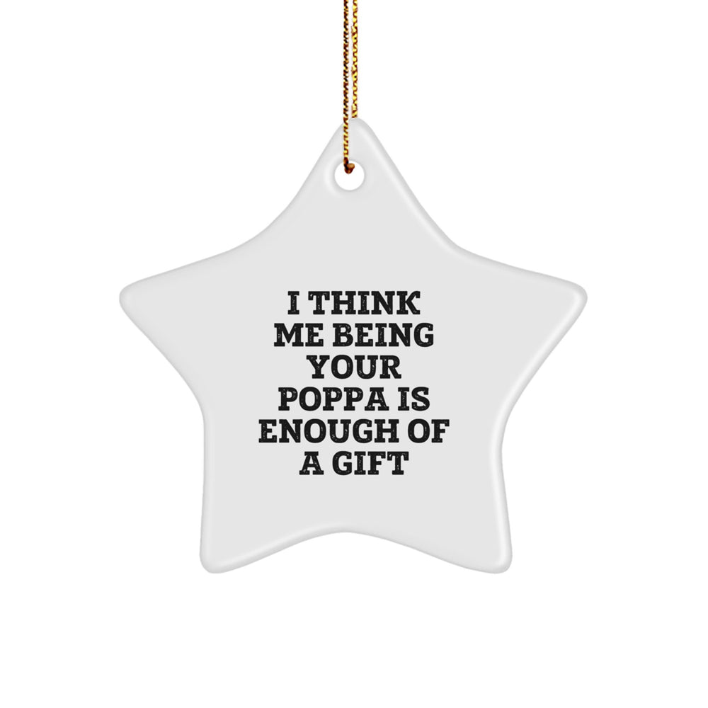 Poppa's Star Ornament Gift from Family - Funny Quote, Christmas Unique Gifts for Grandpa Men - Image 1