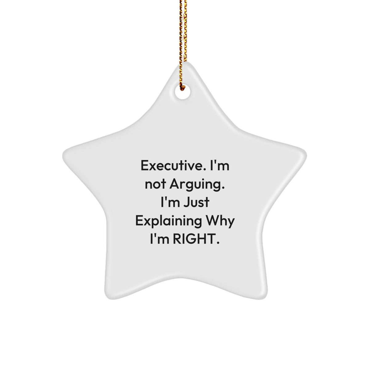 Funny Executive Gifts from Men to Friends - Star Ornament with Executive I'm Not Arguing, I'm Just Explaining Why I'm Right Quote, Christmas Unique Gifts - Image 1