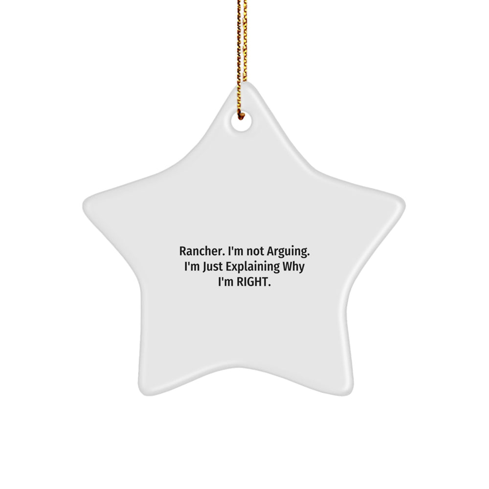 Rancher Gifts from Friends - Funny Star Ornament for Men, Christmas Unique Decorations - Image 1
