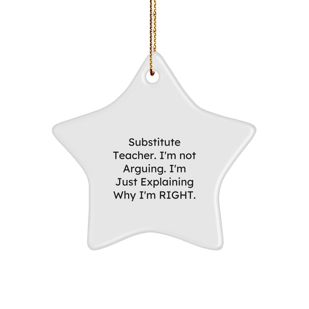 Funny Substitute Teacher Gifts from Friends, Inspirational Star Ornament for Substitute Teacher, 'I'm Not Arguing' Christmas Unique - Image 1