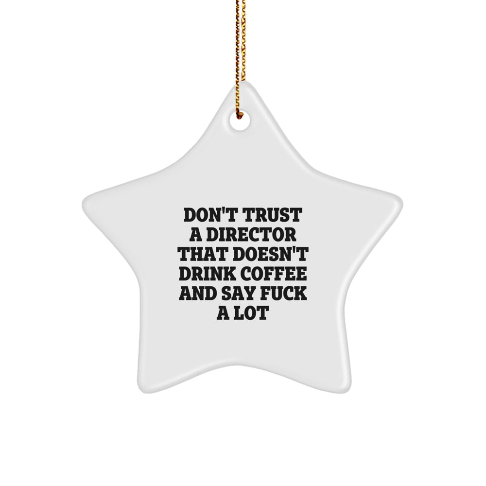 Funny Quote Director Star Ornament Gifts from Men to Friends, Christmas Unique Gifts for Director, Star Shaped Decoration with Gold Cord - Image 1