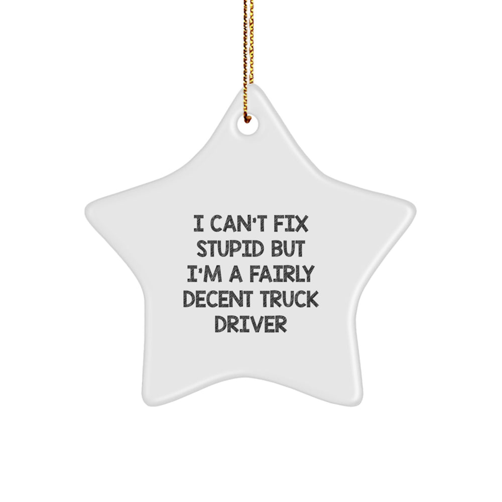 Funny Truck Driver Christmas Unique Gifts from Friends to Truck Driver Star Ornament with Humorous Quote - Image 1