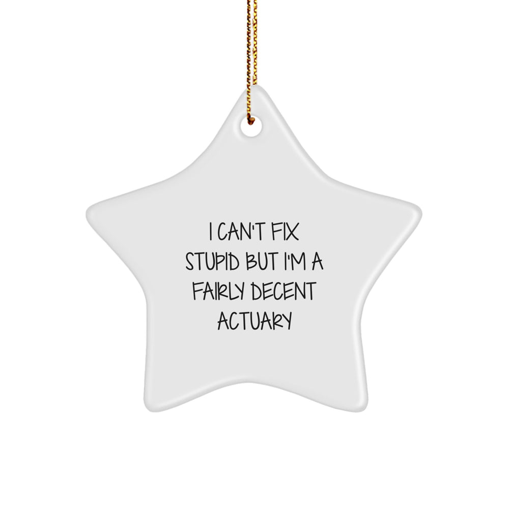 Funny Actuary Star Ornament Gifts for Him from Friends, Christmas Unique Gifts for Actuary Men, I Can't Fix Stupid But I'm A Fairly Decent Actuary - Image 1
