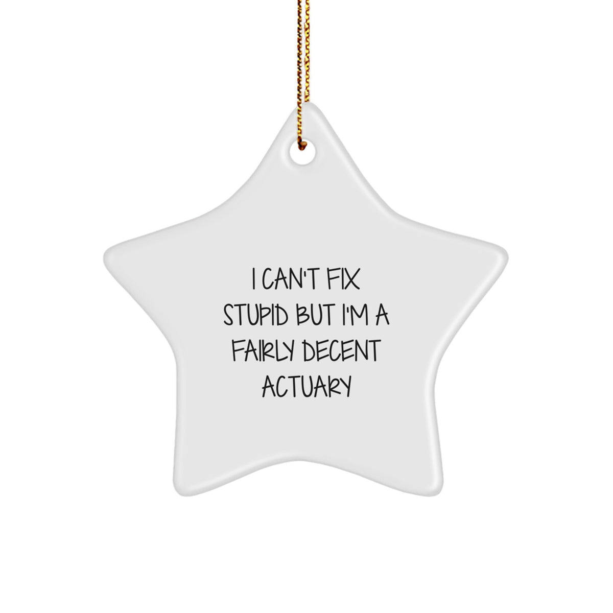 Funny Actuary Star Ornament Gifts for Him from Friends, Christmas Unique Gifts for Actuary Men, I Can't Fix Stupid But I'm A Fairly Decent Actuary - Image 1