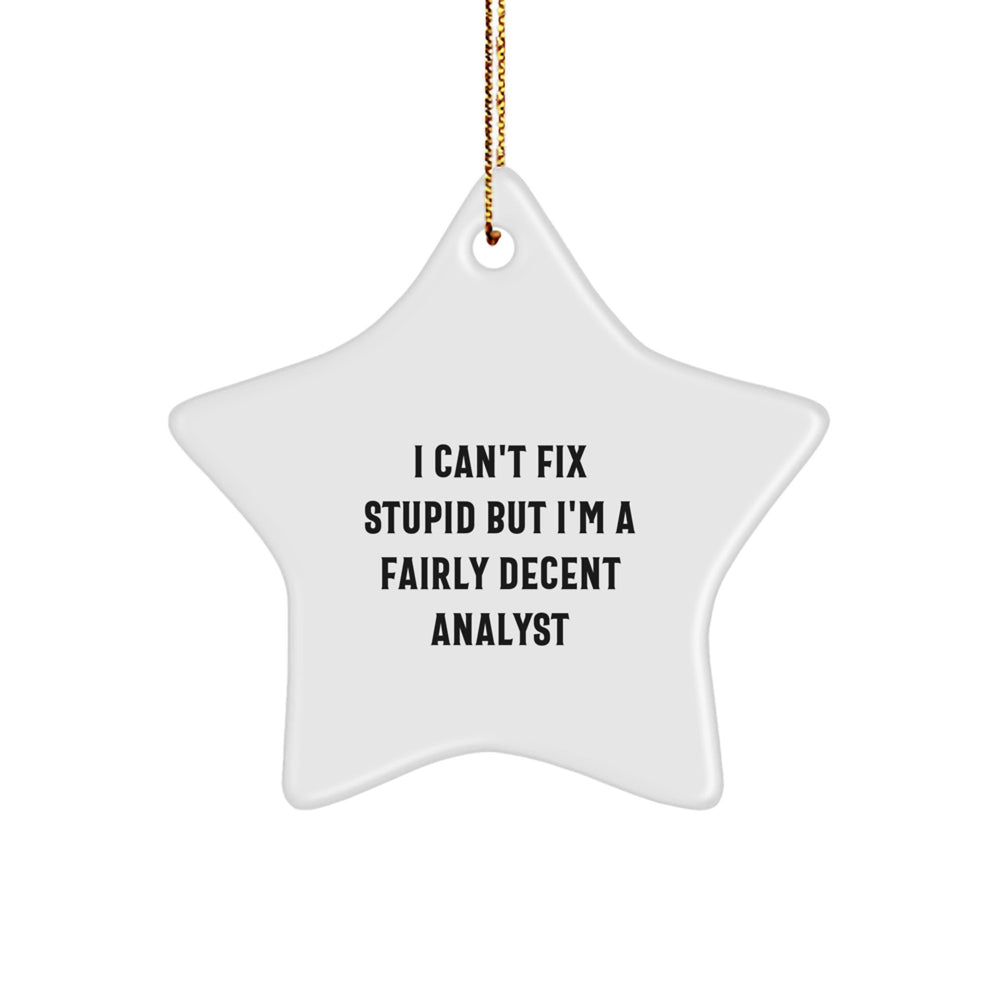 Funny Analyst Gifts from Friends for Men and Women - Star Ornament I Can't Fix Stupid But I'm A Fairly Decent Analyst Christmas Unique Gifts - Image 1