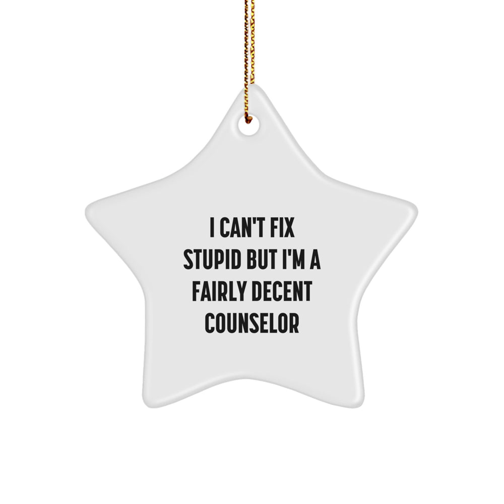 Funny Counselor Gifts from Friends for Counselor Christmas Star Ornament, Inspirational Counselor Star Shaped Gift for Men Women Coworkers Family - Image 1