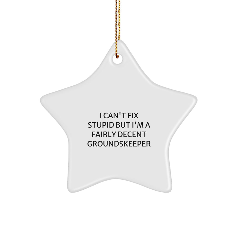 Funny groundskeeper Gifts from Friends, Christmas Unique Star Ornament for groundskeeper, I Can't Fix Stupid But I'm A Fairly Decent groundskeeper - Image 1