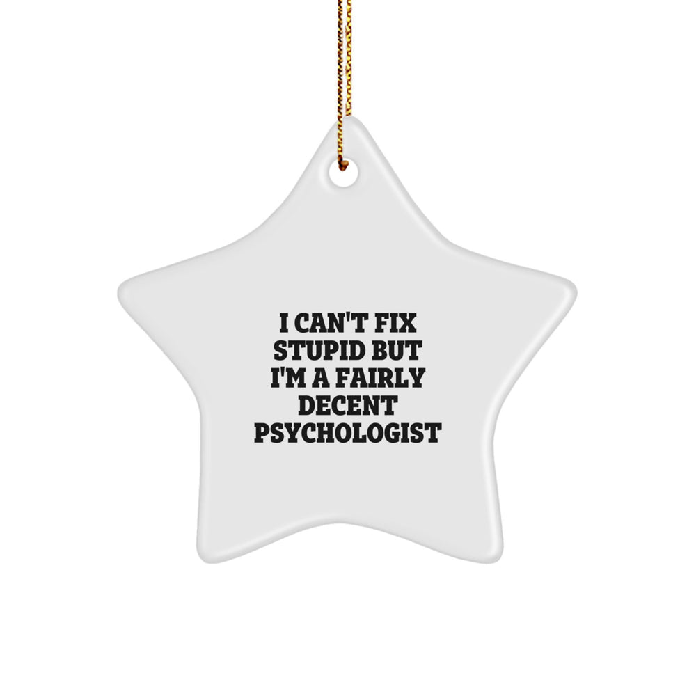 Funny Psychologist Gifts for Men, Unique Star Ornament Quote, I Can't Fix Stupid, Gifts from Friends, Christmas Unique Gifts - Image 1