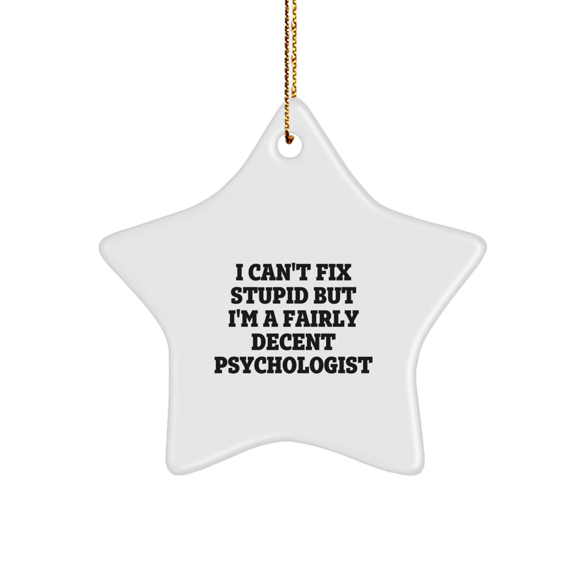 Funny Psychologist Gifts for Men, Unique Star Ornament Quote, I Can't Fix Stupid, Gifts from Friends, Christmas Unique Gifts - Image 1